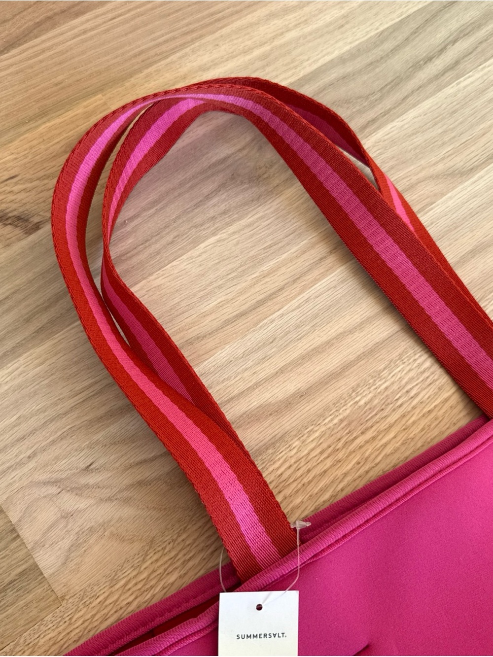 SUMMERSALT Beach Pool Tote Purse Shoulder Bag Neoprene Pink/Red Water Resistant - Picture 3 of 7